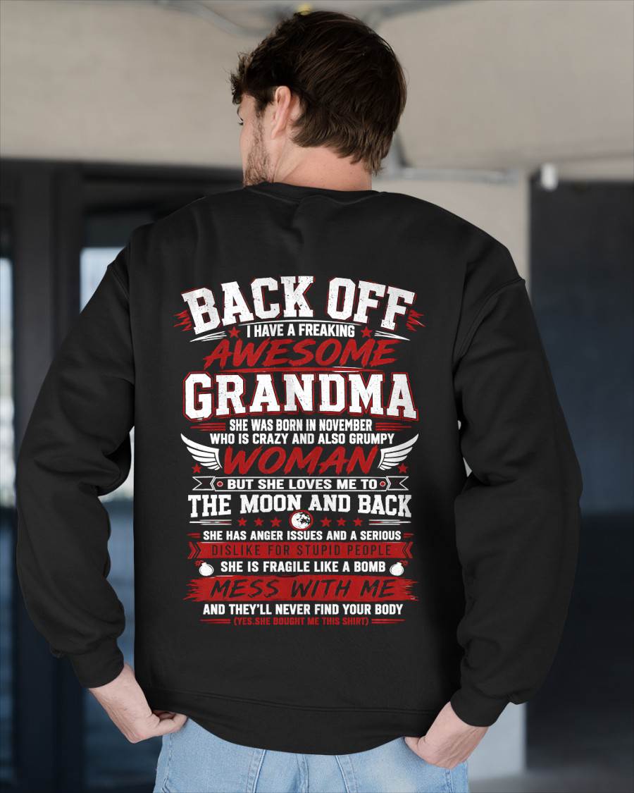 NOVEMBER, SHE IS FRAGILE LIKE A BOMB MESS WITH ME - SHIRT FROM GRANDMA TO GRANDSON - HLT11 (SKU2608-07-11)