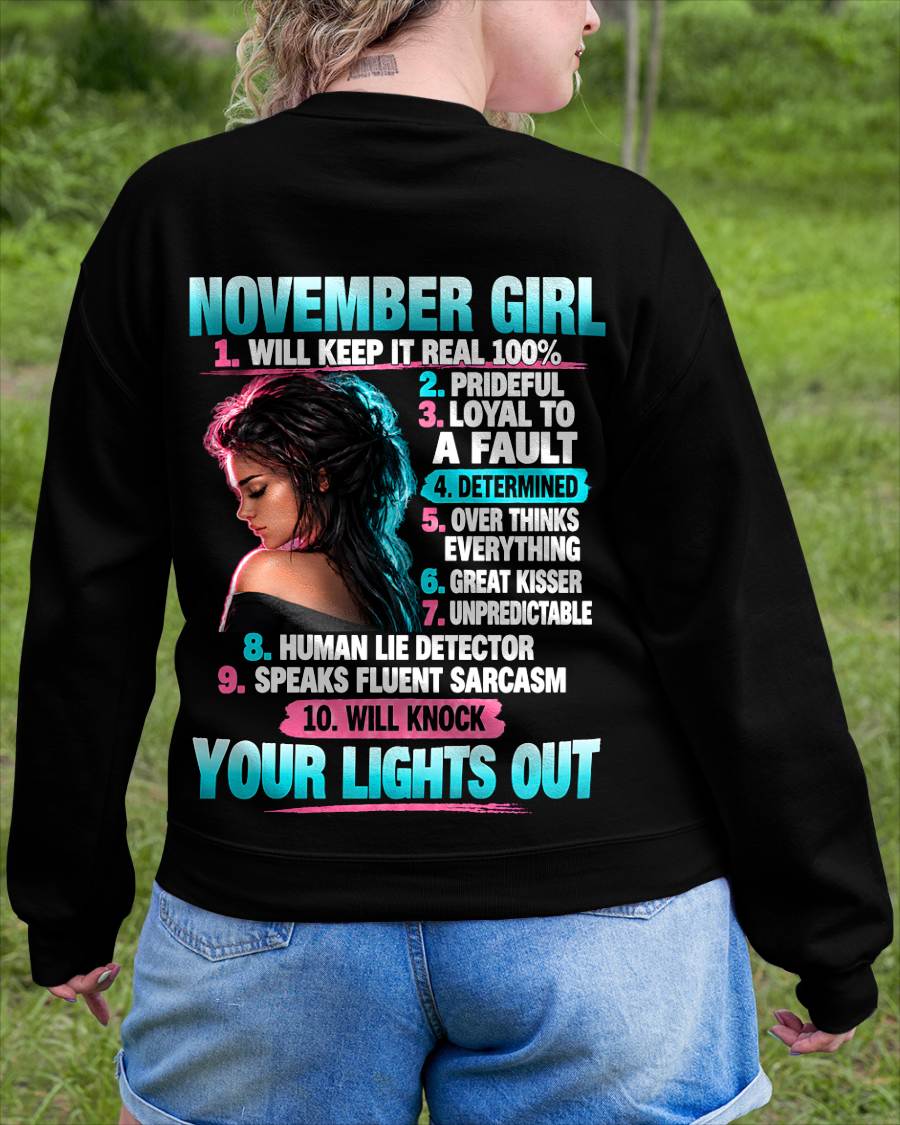 NOVEMBER GIRL - WILL KEEP IT REAL 100% - SHIRT FOR WOMEN - HLT11 (SKU2609-373-11)