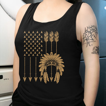 Native American T-Shirts, Vintage Native American Unisex T-Shirt/Hoodie/Sweatshirt HLT00 - Funny Native American Flag Gift Cool USA Tribe Patriotic T-Shirt