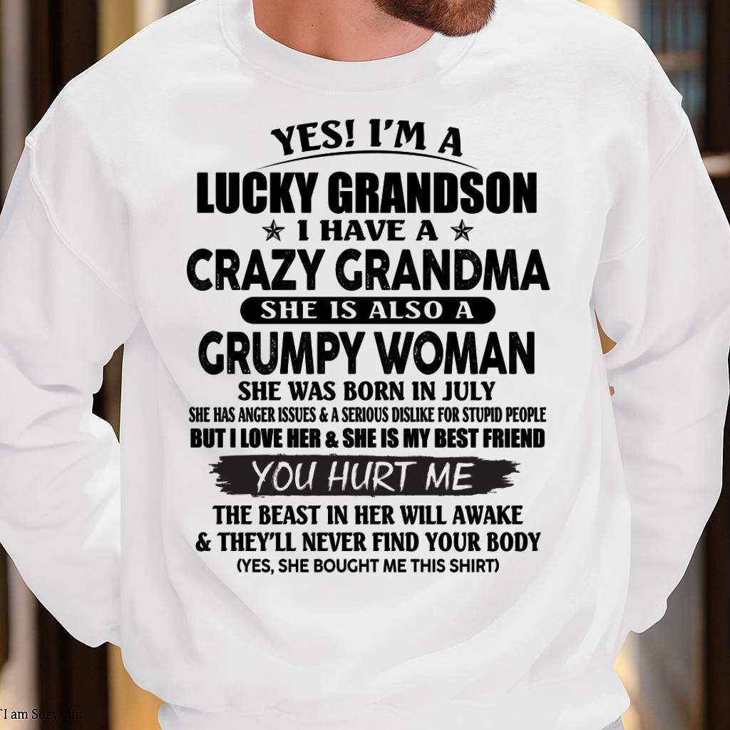 JULY - LUCKY GRANDSON OF CRAZY GRANDMA -  PERFECT GIFT FROM GRANDMA - kien07 (SKU12-113-07)