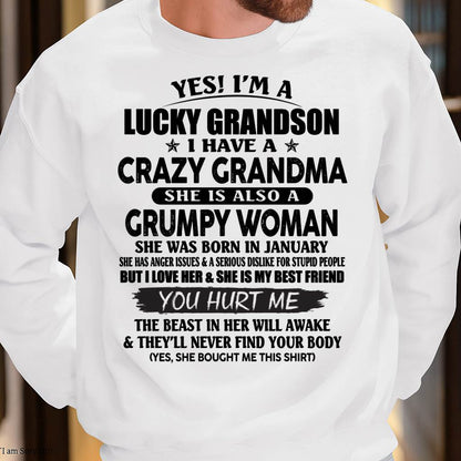 JANUARY - LUCKY GRANDSON OF CRAZY GRANDMA -  PERFECT GIFT FROM GRANDMA - kien01 (SKU12-113-01)