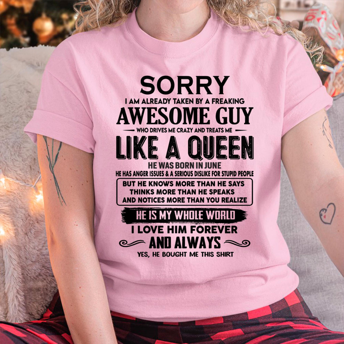 June - Sorry I am already taken by a freaking awesome guy - Gift for Wife From Husband - HLT06 (SKU-SRG-06)