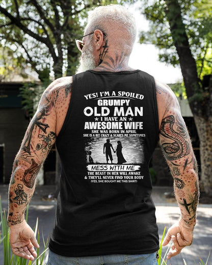 APRIL - GRUMPY OLD MAN T-SHIRT – AWESOME WIFE GIFT FROM WIFE - HLT04 (SKU10-79-04)