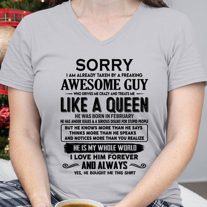February - Sorry I am already taken by a freaking awesome guy - Gift for Wife From Husband - HLT02 (SKU-SRG-02)