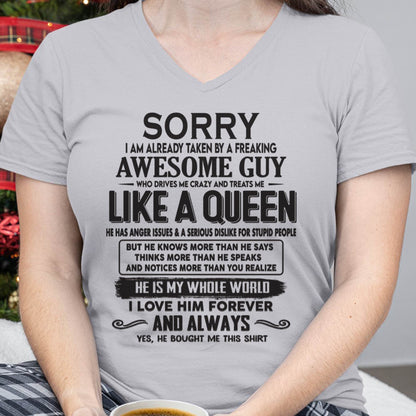 Sorry I am already taken by a freaking awesome guy - Gift for Wife From Husband - HLT00 (SKU08-25-00)