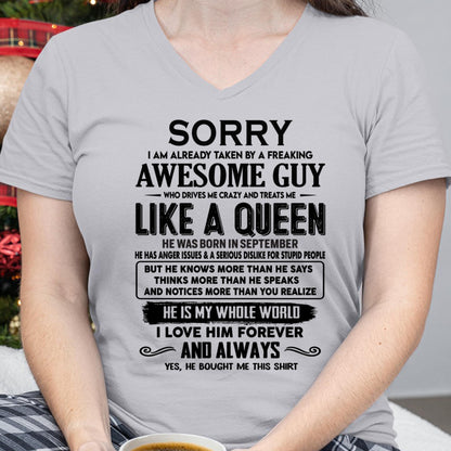 September - Sorry I am already taken by a freaking awesome guy - Gift for Wife From Husband - HLT09 (SKU-SRG-09)